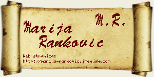 Marija Ranković vizit kartica